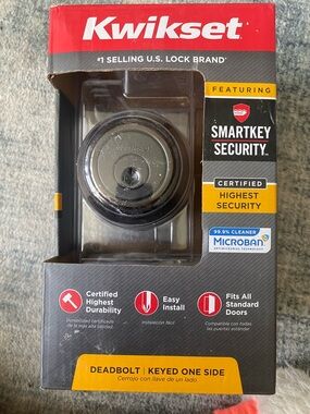 New Kwikset Deadbolt single cylinder Keyed One Side - Venetian bronze